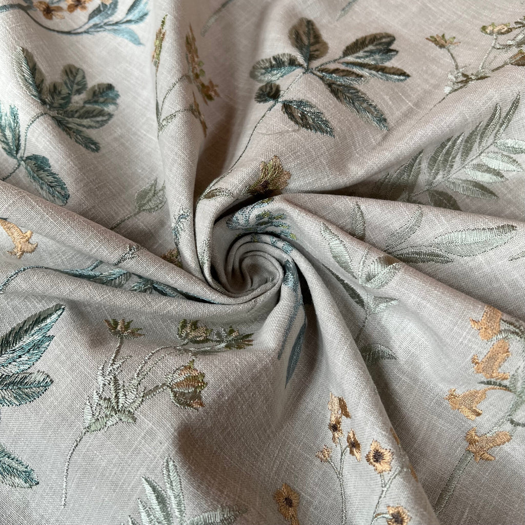 iLiv Embroidered Curtain Fabric 1.8 Metres Cottage Garden Seaspray Upholstery10