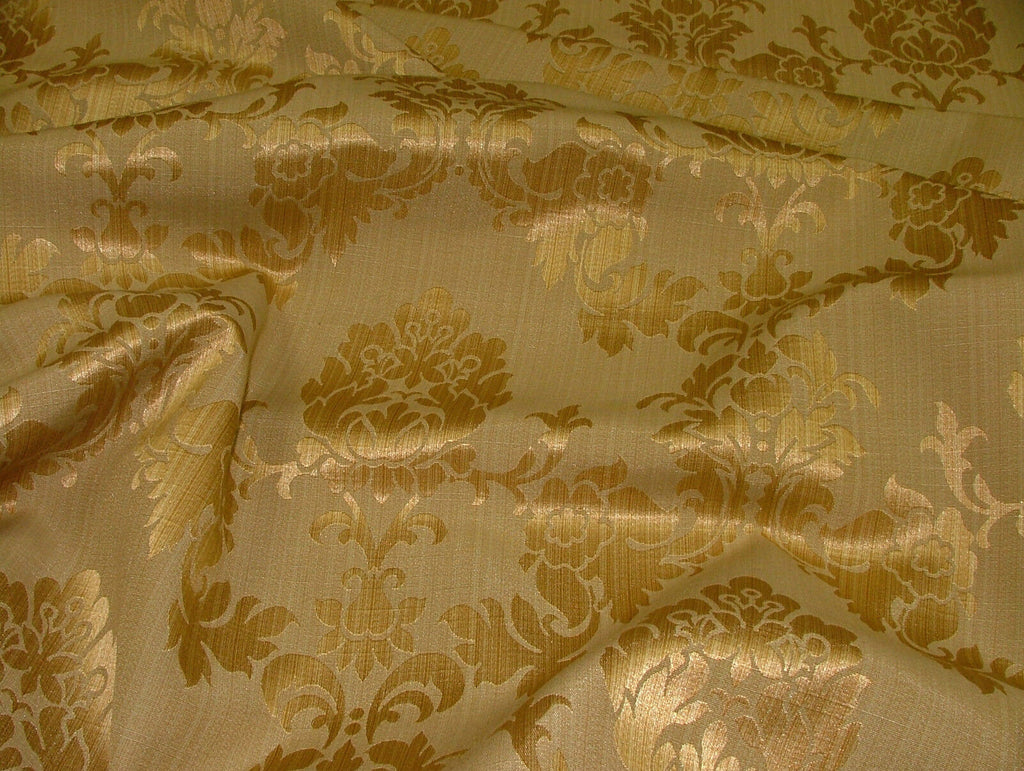 Antique Gold Madagascar Designer Curtain Brocade Damask Upholstery Cotton Fabric