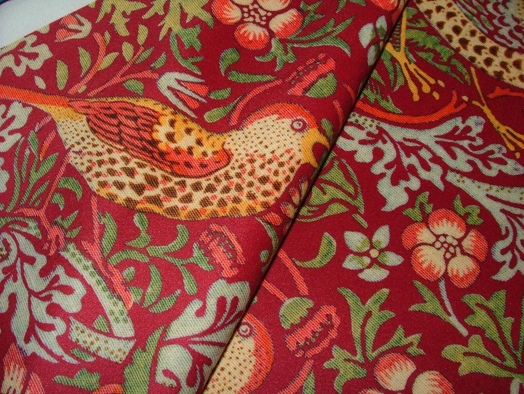 William Morris Strawberry Thief Wine Velvet Fabric Curtain Upholstery Cushion