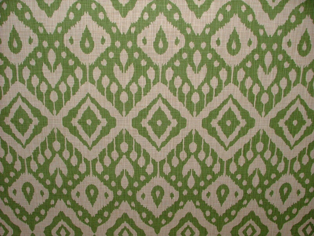 Moroccan Ikat Emerald Green Cotton Curtain Upholstery Cushion Roman Blind Fabric