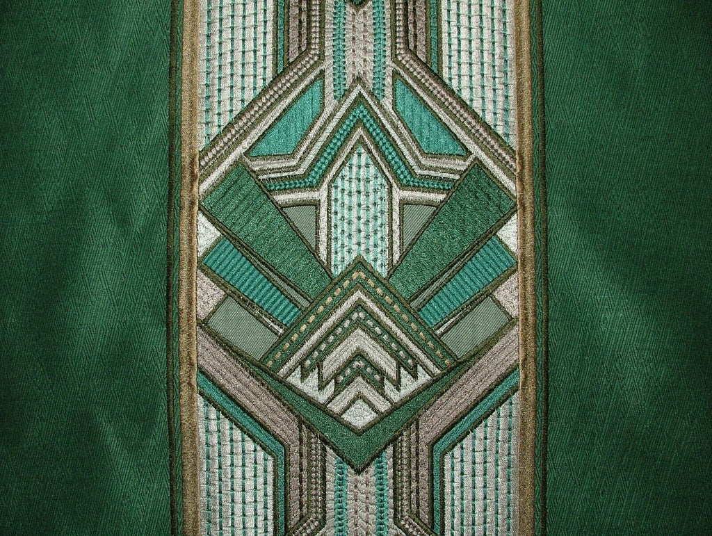 Art Deco Embroidered Gatsby Emerald Jacquard Curtain Upholstery Cushion Fabric