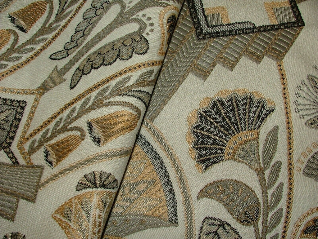 Art Deco Madison Soft Gold  Woven Jacquard Curtain Upholstery Cushion Fabric