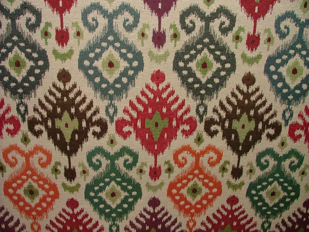 Ikat Kilim Tapestry Fabric Curtain Upholstery Cushion Soft Furnishing Multi Use