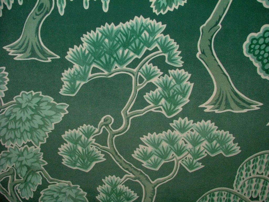 Japanese Japonica Oriental Tree Green Velvet Fabric Curtain Upholstery Cushion