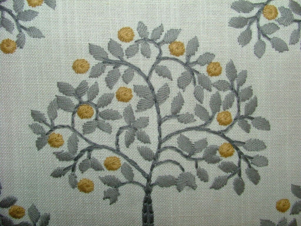 95cm Orange Grove Ochre Premium Embroidered Fabric Curtain Upholstery Cushion