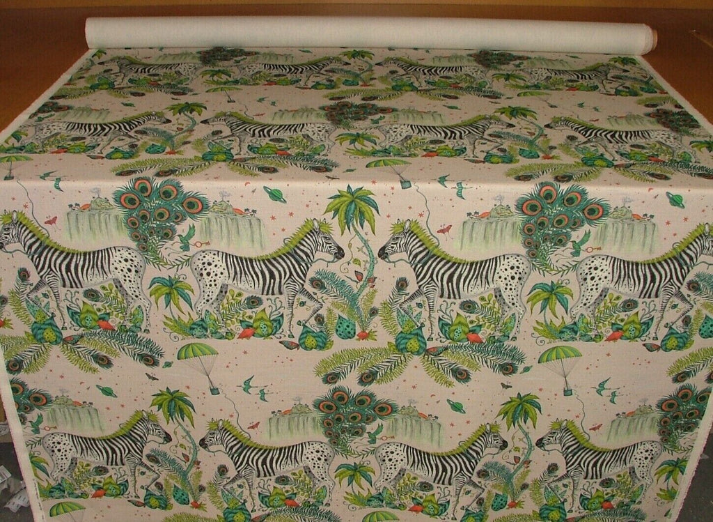 Emma J Shipley Lost World Green Linen Fabric Curtain Upholstery Cushion Use