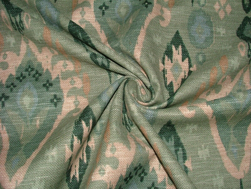 iLiv Boho Sage Green Ikat Linen Blend Cotton Curtain Upholstery Cushion Fabric