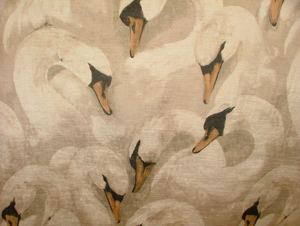 Majestic Swans Sand Extra Thick Velvet Fabric Curtain Upholstery Cushion Use