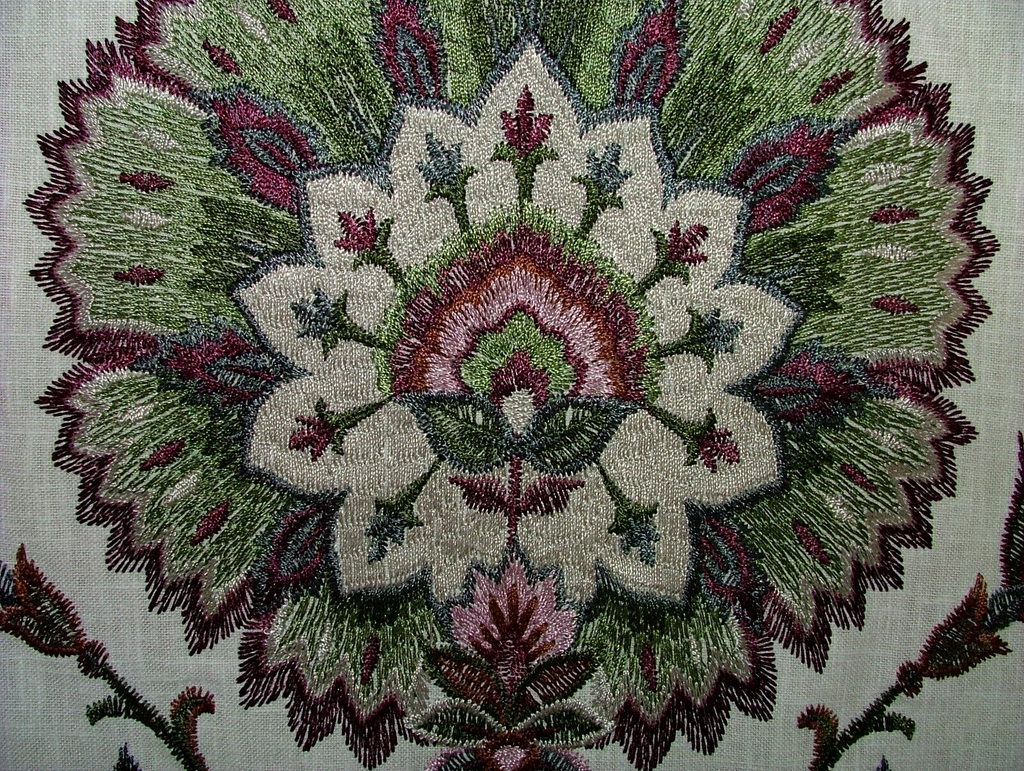 2.2 Metres iLiv Jaipuri Mulberry Embroidered Fabric Curtain Upholstery Cushion