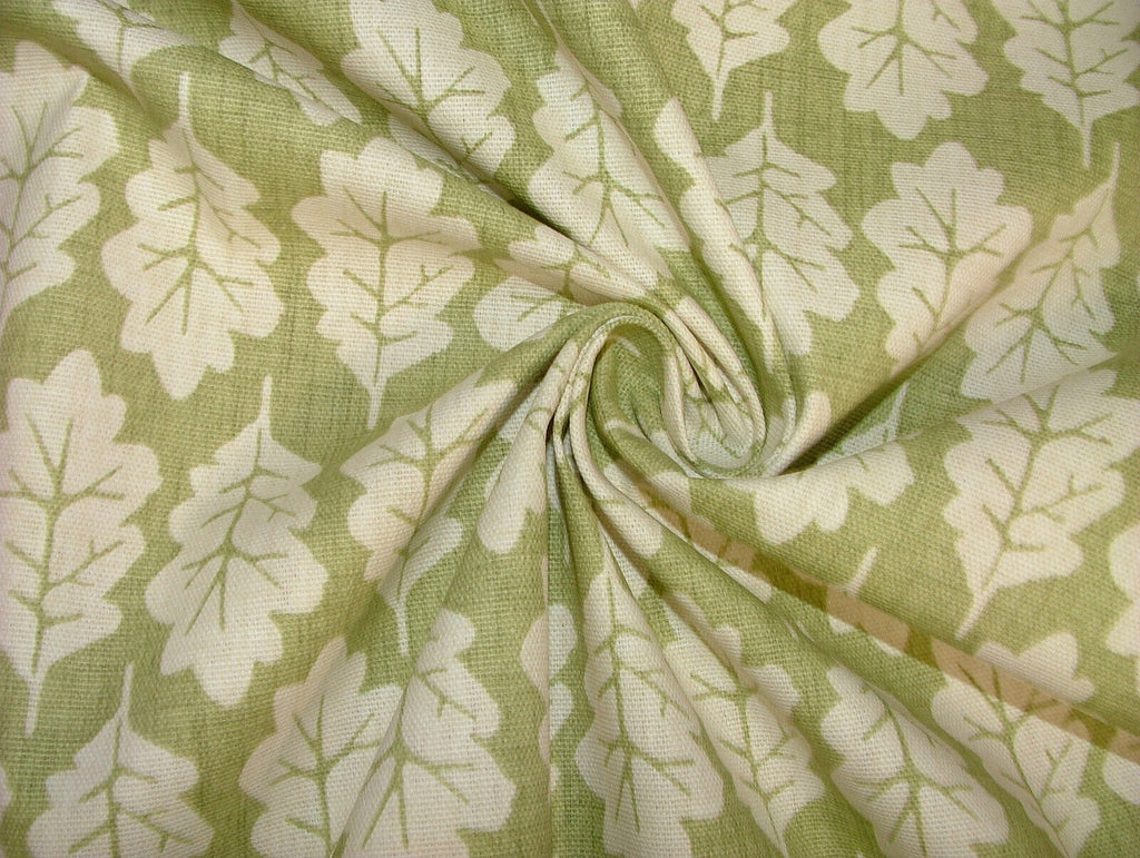 5 Metres Oak Leaf Pistachio Green Woven Cotton Fabric Cushion Curtain Upholstery