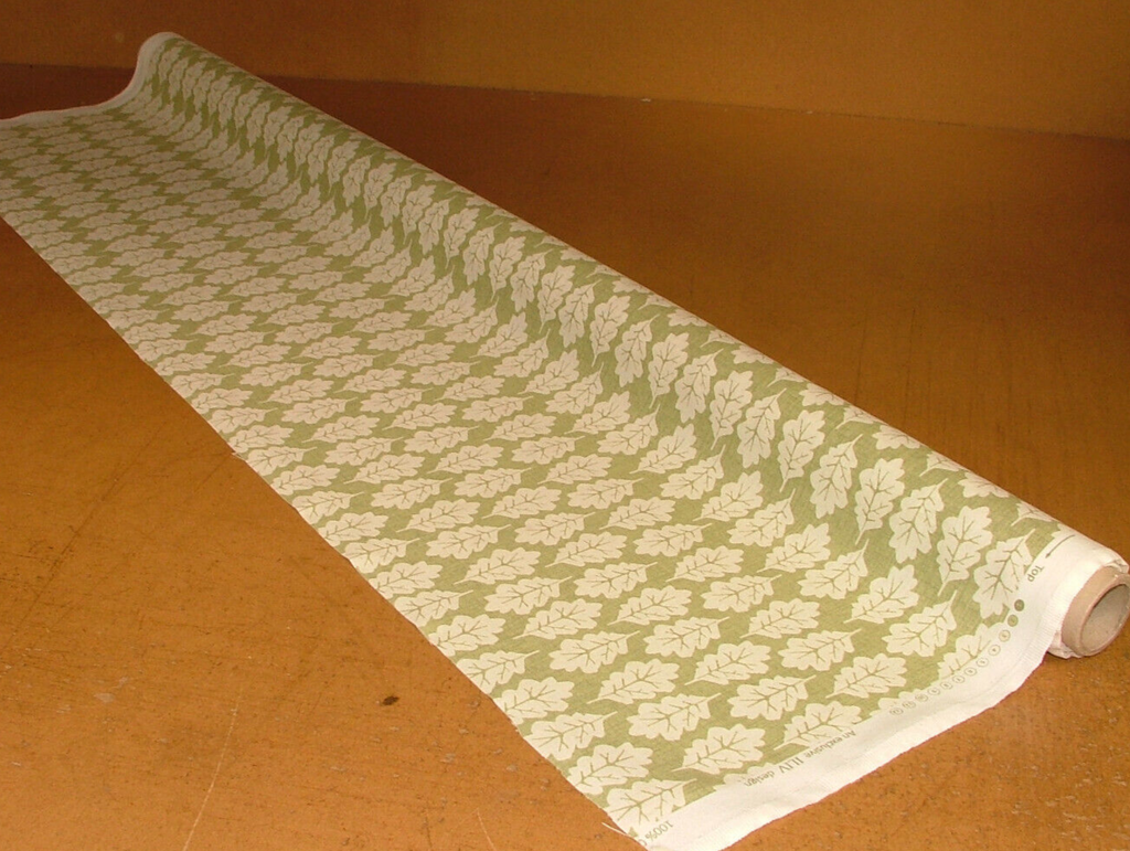 5 Metres Oak Leaf Pistachio Green Woven Cotton Fabric Cushion Curtain Upholstery