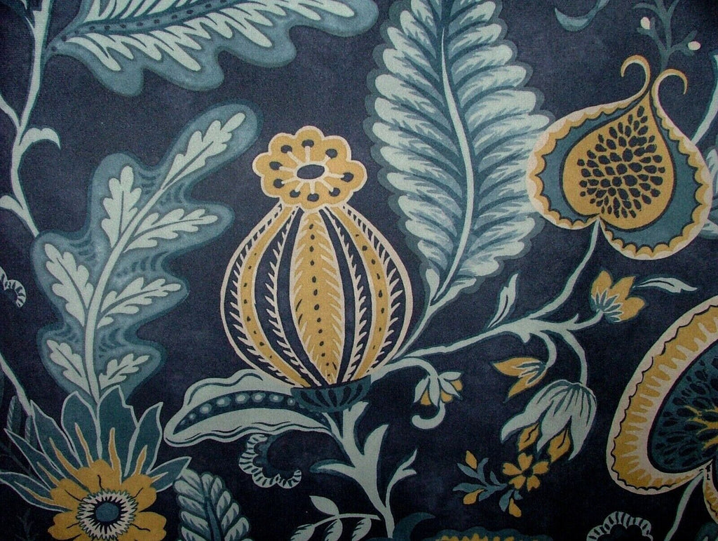 Arts And Crafts Pomegranate Navy Blue Velvet Fabric Curtain Upholstery Cushion