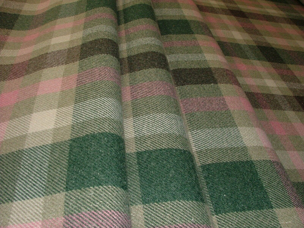 Tobermory Jade Wool Effect Thick Tartan Upholstery Curtain Cushion Fabric