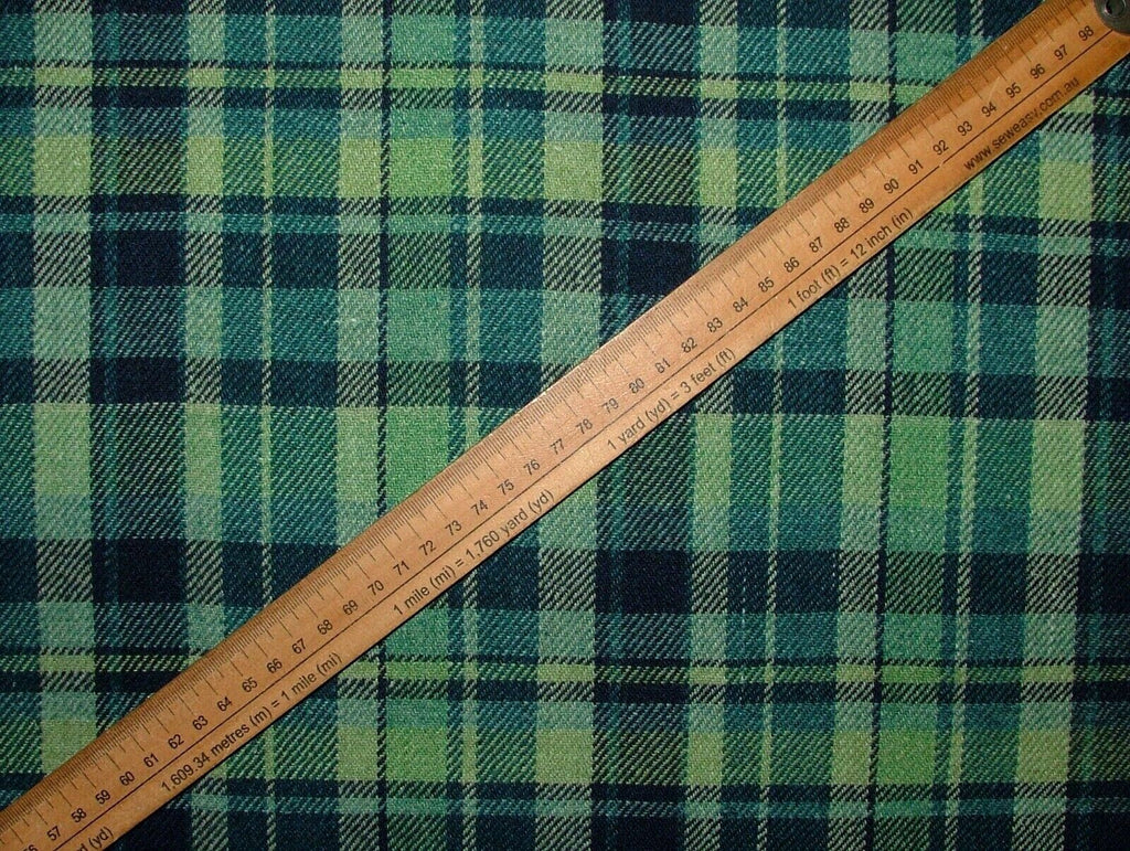 Ocean Highland Wool Blend Tartan Check Upholstery Grade Curtain Cushion Fabric