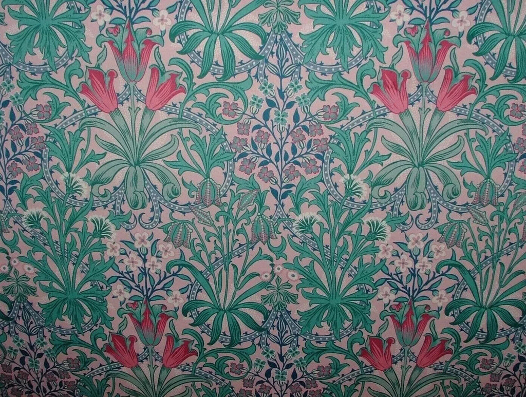 15 Metres Art Nouveau Tulip Floral Pink Velvet Fabric Curtain Upholstery Cushion