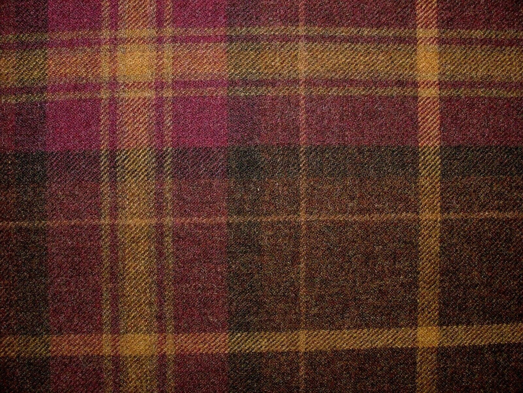 100% Shetland Wool Heather Brindle Gold Tartan Upholstery Curtain Cushion Fabric