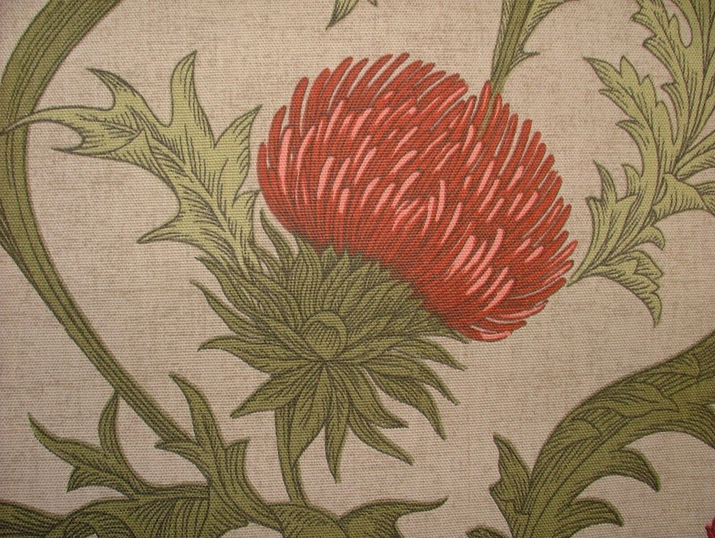 Scottish Thistle Garnet Cotton Curtain Upholstery Cushion Roman Blind Fabric