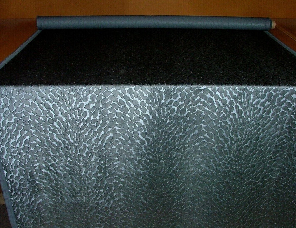 Animal Print Blue Plush Heavyweight Velvet Fabric Curtain Upholstery Cushion