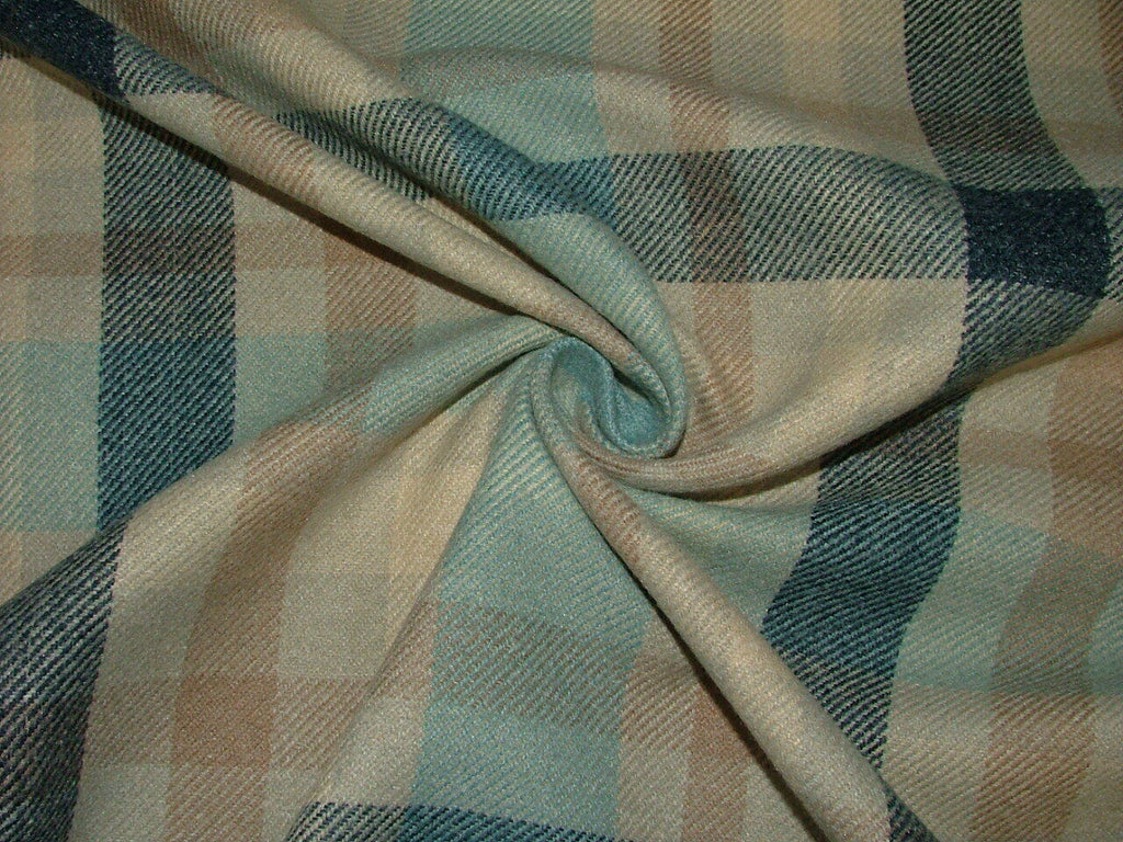 Tobermory Cornflower Wool Effect Thick Tartan Upholstery Curtain Cushion Fabric