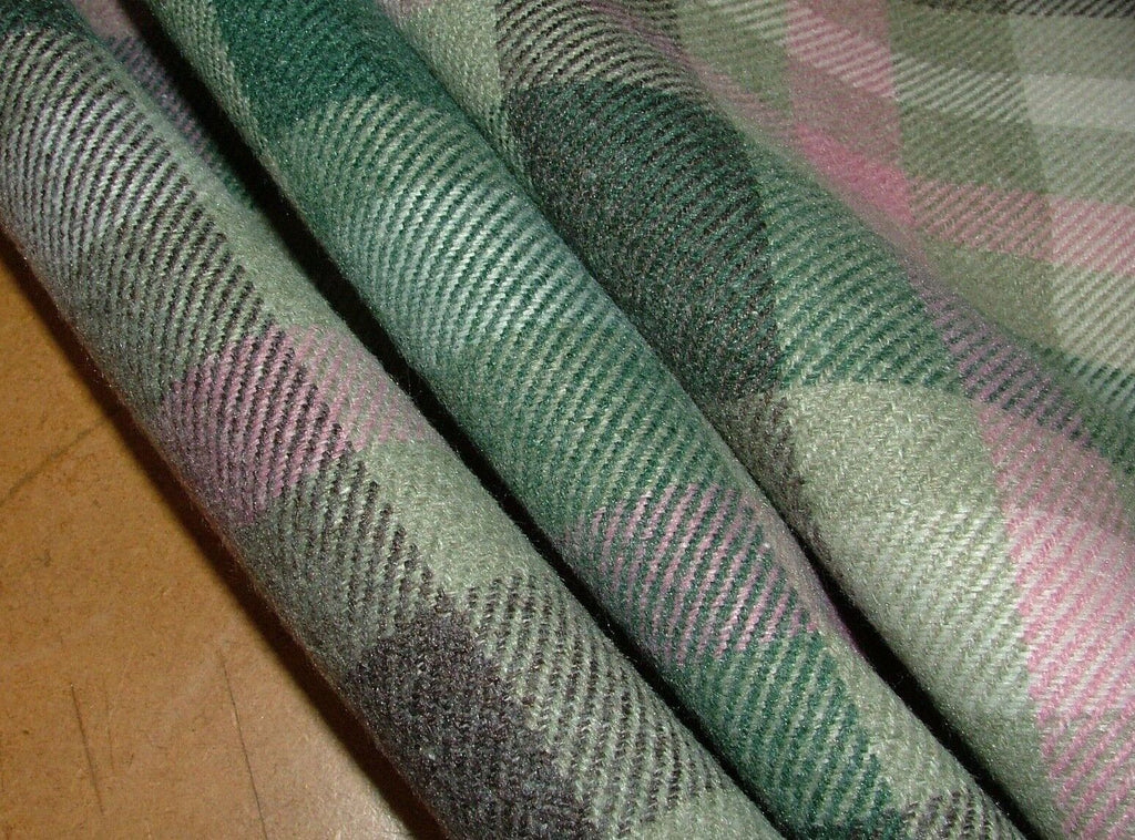 Tobermory Jade Wool Effect Thick Tartan Upholstery Curtain Cushion Fabric