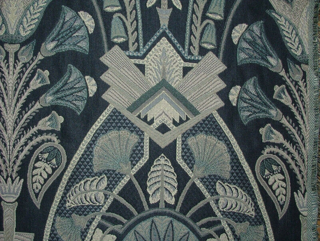 Art Deco Madison Sapphire Blue Thick Jacquard Curtain Upholstery Cushion Fabric