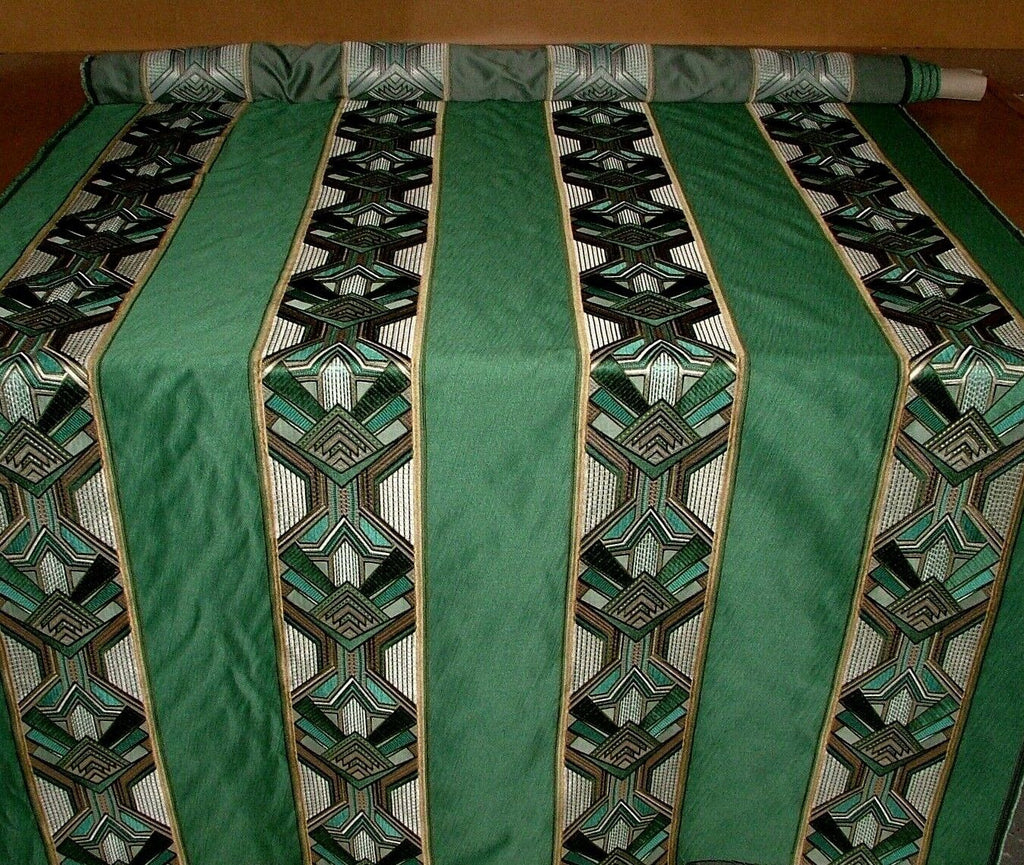 Art Deco Embroidered Gatsby Emerald Jacquard Curtain Upholstery Cushion Fabric