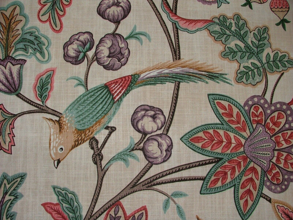 Chanterelle Wineberry Ornate Bird Floral Curtain Upholstery Cushion Blind Fabric