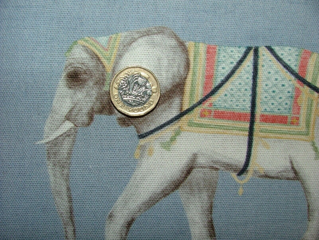 Jaipur Indian Elephant Blue 100% Cotton Curtain Upholstery Cushion Blind Fabric