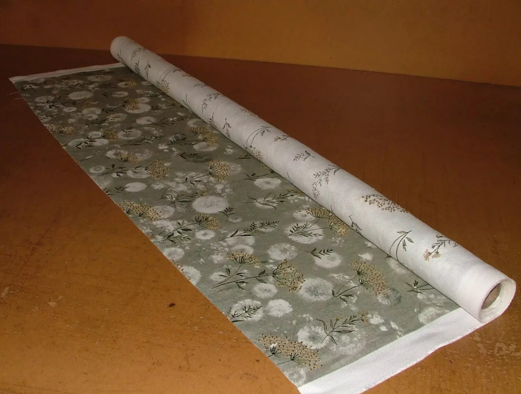 Embroidered Curtain Fabric Botanical Green Floral Upholstery Cushion  12 Metres8