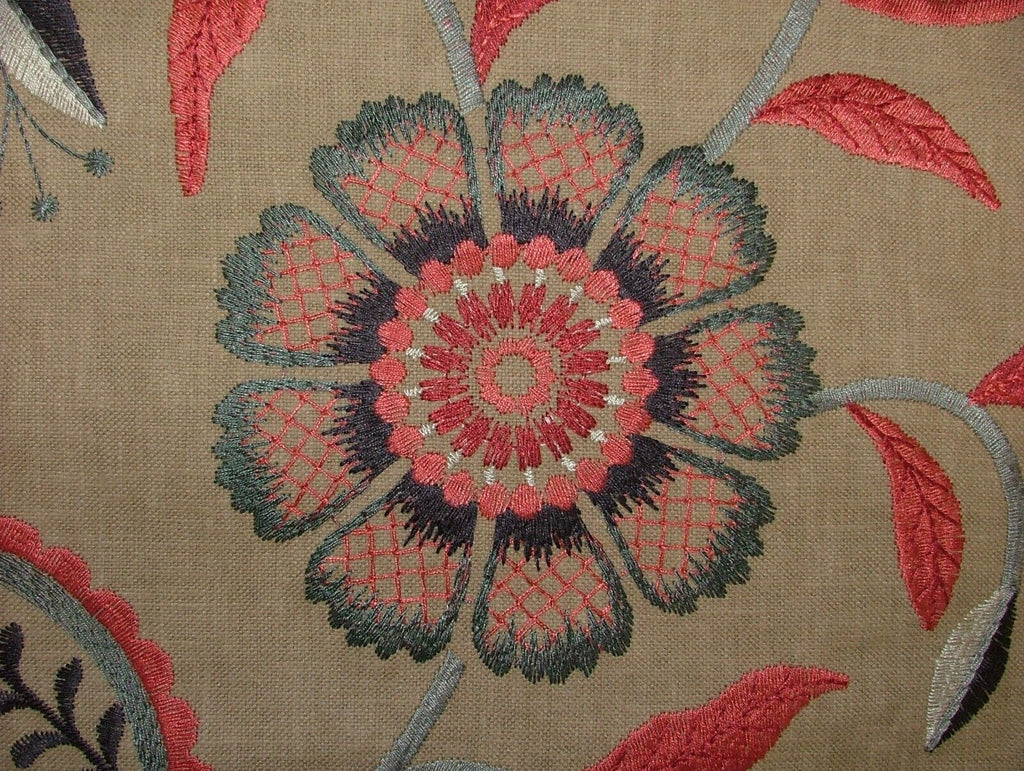 4 Metres iLiv Ophelia Cranberry Embroidered Fabric Curtain Upholstery Cushion