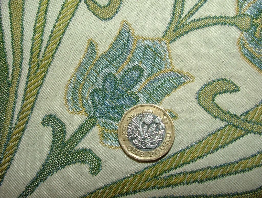 Art Nouveau Pugin Duckegg Woven Jacquard Curtain Upholstery Cushion Blind Fabric