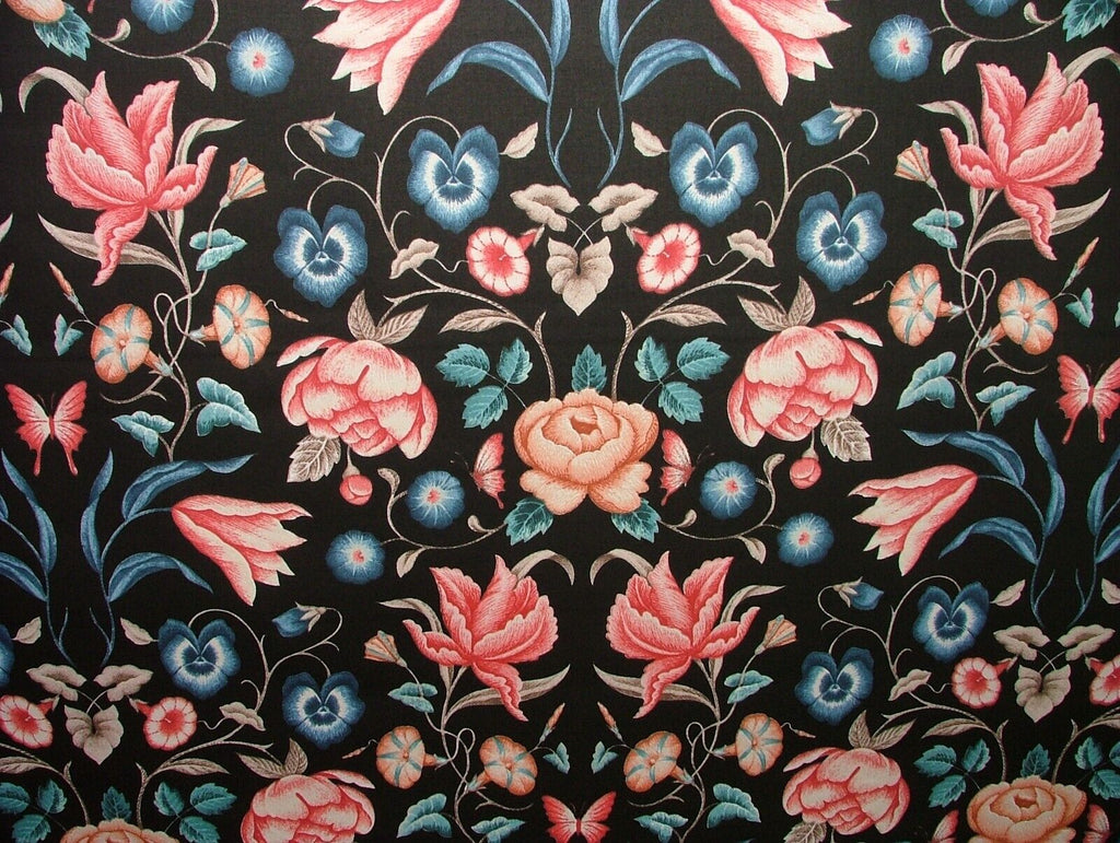 7.5 Metres iLiv Fontaine Onyx Floral Cotton Fabric Cushion Curtain Upholstery