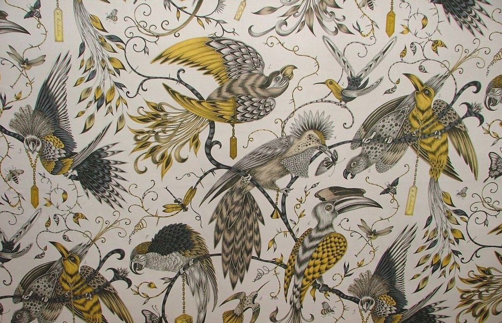 Emma J Shipley Fabric Audubon Gold Cotton Curtain Upholstery Cushion Fabric