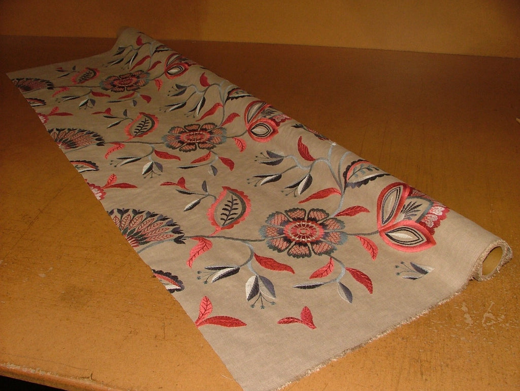 Embroidered Curtain iLiv Fabric 4 Metres Ophelia Cranberry Upholstery Cushion4