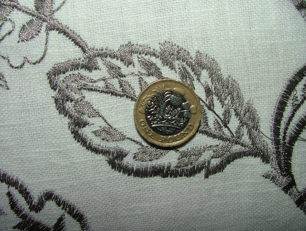 Sandringham Embroidered Curtain Fabric Natural Upholstery  Cushion 6 Metres12