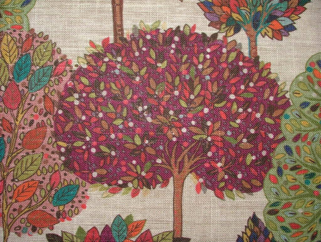 Foliage Fall Trees Mulberry Linen Blend Curtain Upholstery Cushion Blind Fabric