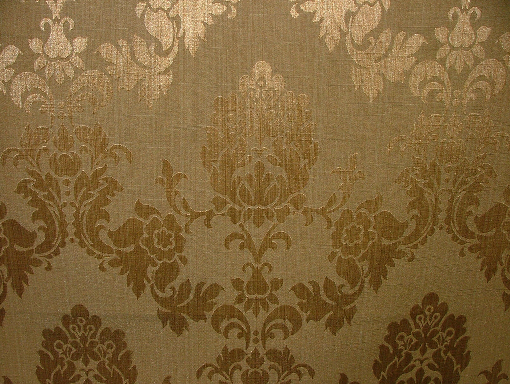 Antique Gold Madagascar Designer Curtain Brocade Damask Upholstery Cotton Fabric