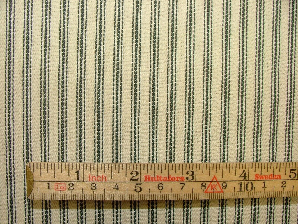 Charcoal Grey & Cream COTTON CANVAS French Ticking Fabric Extra Wide Width 214cm