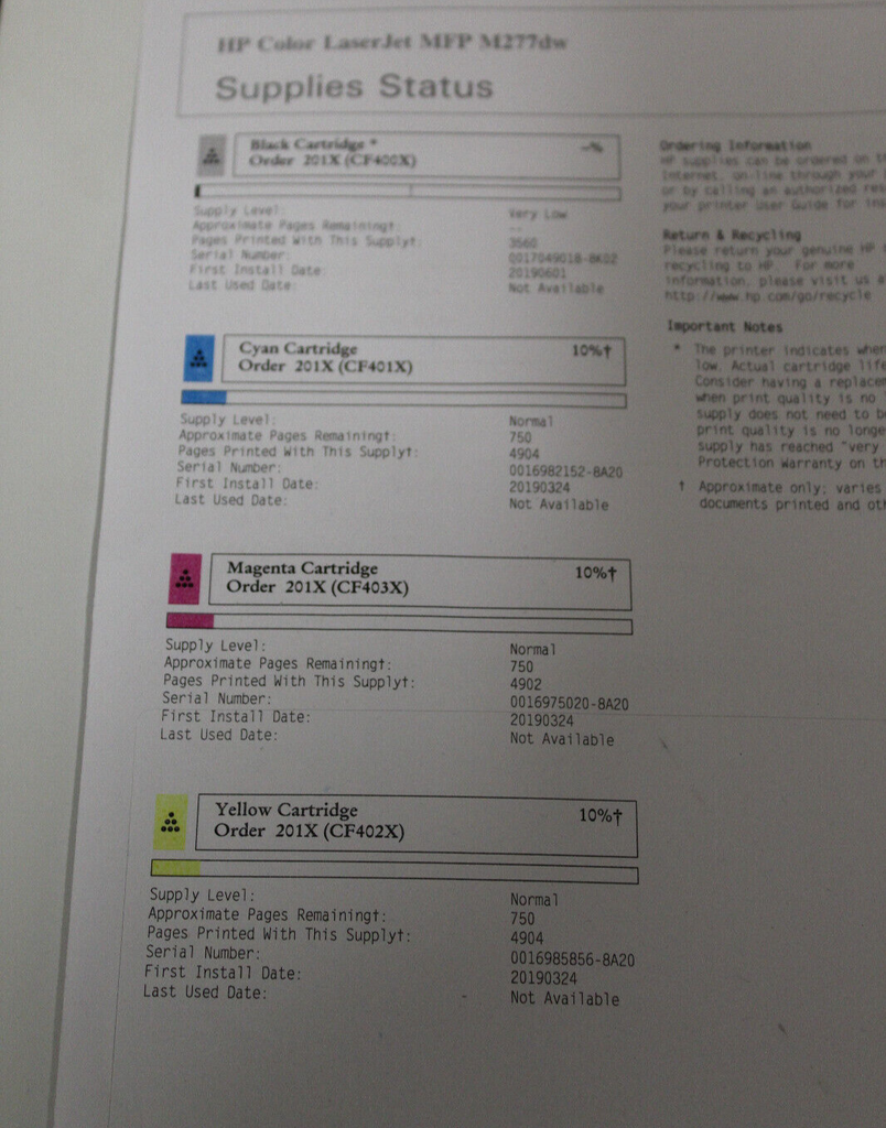 HP Color LaserJet Pro MFP M277dw A4 Colour Printer Scanner WIRELESS Count 14500