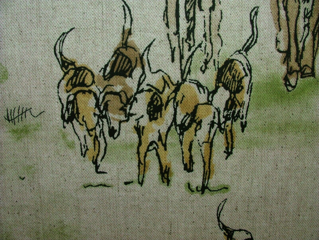 Horse And Hounds Hunting Velvet Fabric Curtain Upholstery Cushion Blinds