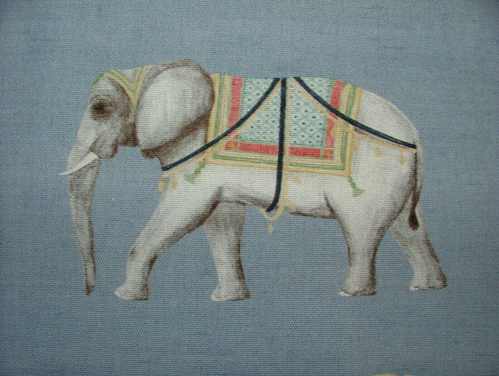 Jaipur Indian Elephant Blue 100% Cotton Curtain Upholstery Cushion Blind Fabric