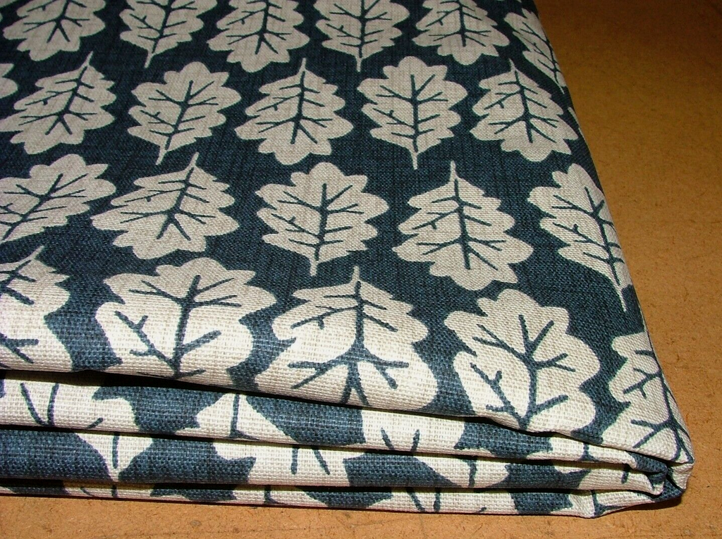 2.2 Metre iLiv Oak Leaf Midnight Blue Cotton Fabric Cushion Curtain Upholstery