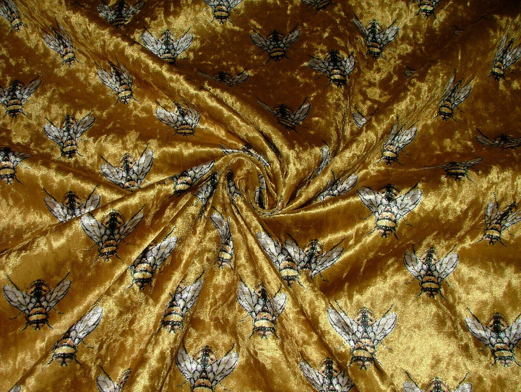 Luxurious Bees Plush Velvet Bee Fabric Curtain Upholstery Cushion Roman Blinds