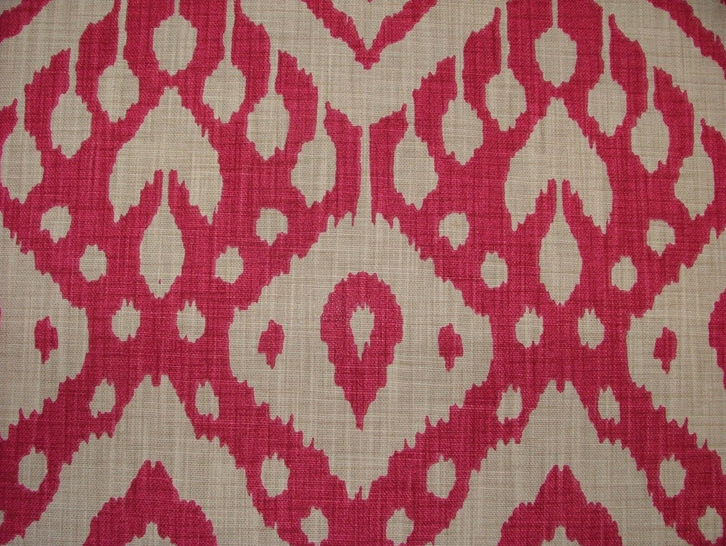 Moroccan Ikat Begonia Pink Cotton Curtain Upholstery Cushion Roman Blind Fabric