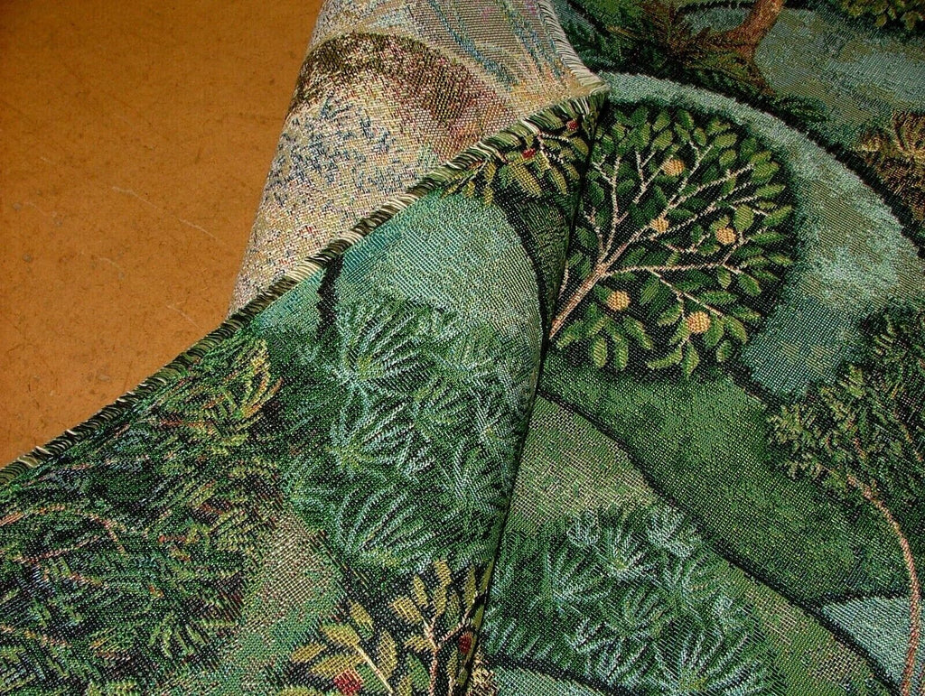 Green Meadow Tree Tapestry Fabric Curtain Upholstery Cushion Blanket Throws Use