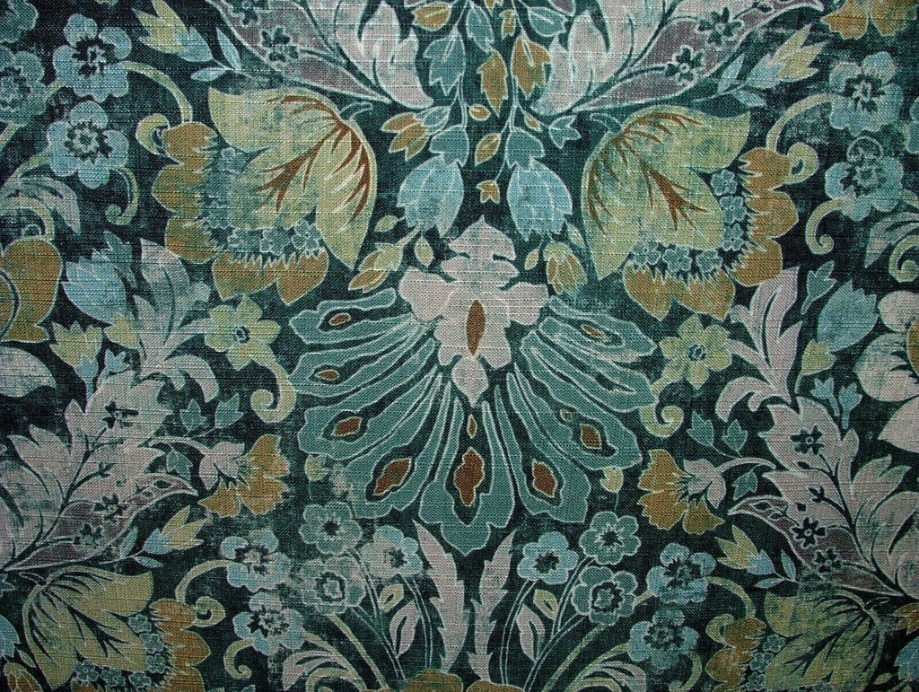 Cromford Teal Digitally Printed Fabric Curtain Upholstery Cushion Headboards