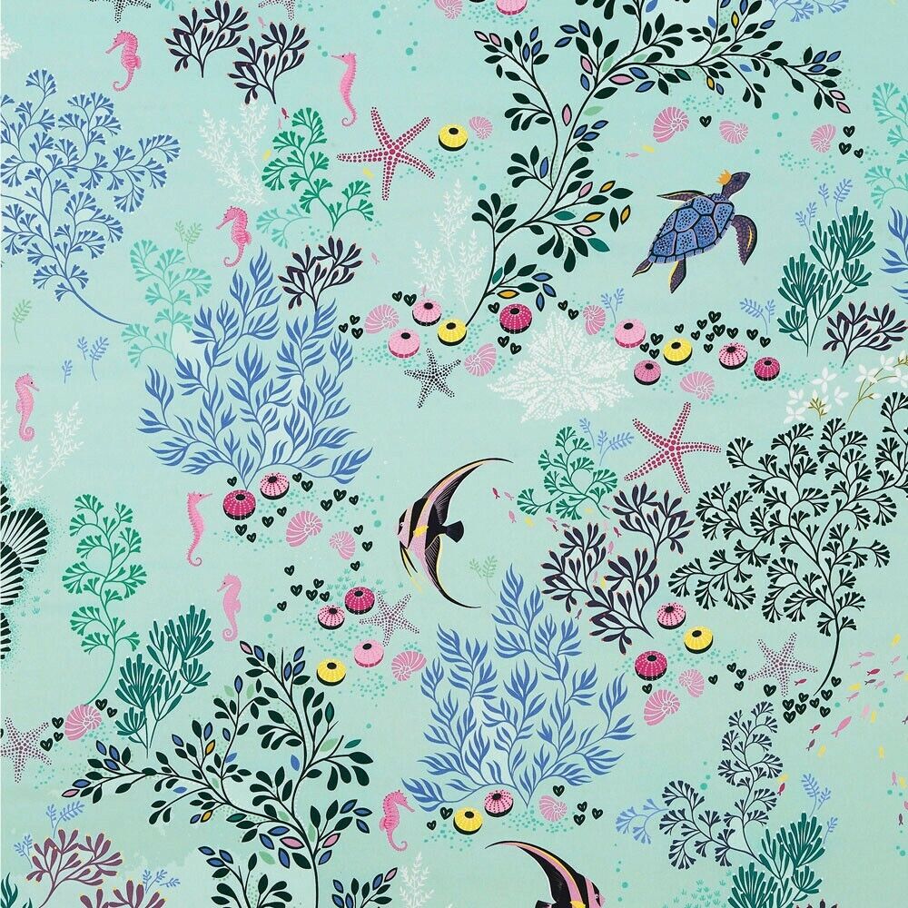 Sara Miller London Underwater Aqua Fabric - Curtain Upholstery Cushion Blinds