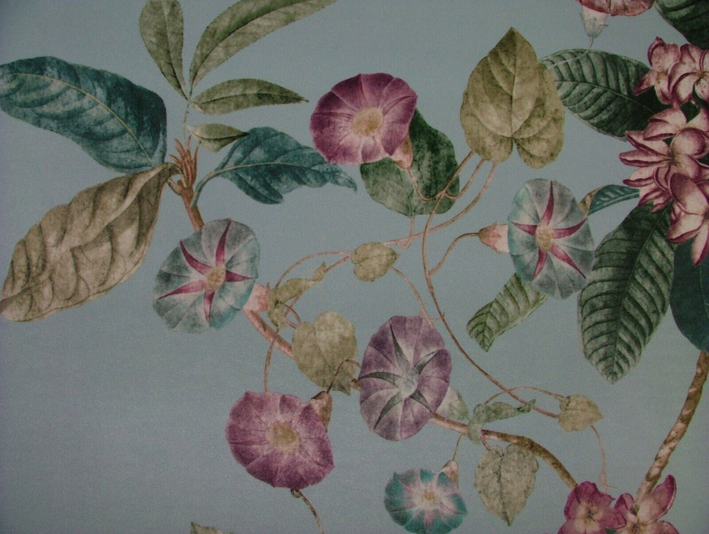 3 Metre iLiv Botanical Garden Sky Blue Velvet Fabric Curtain Upholstery Cushion