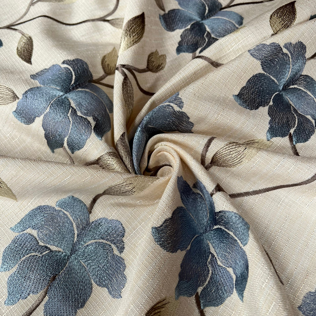 1.3 Metres iLiv Everglade Cobalt Premium Embroidered Fabric Curtain Upholstery8