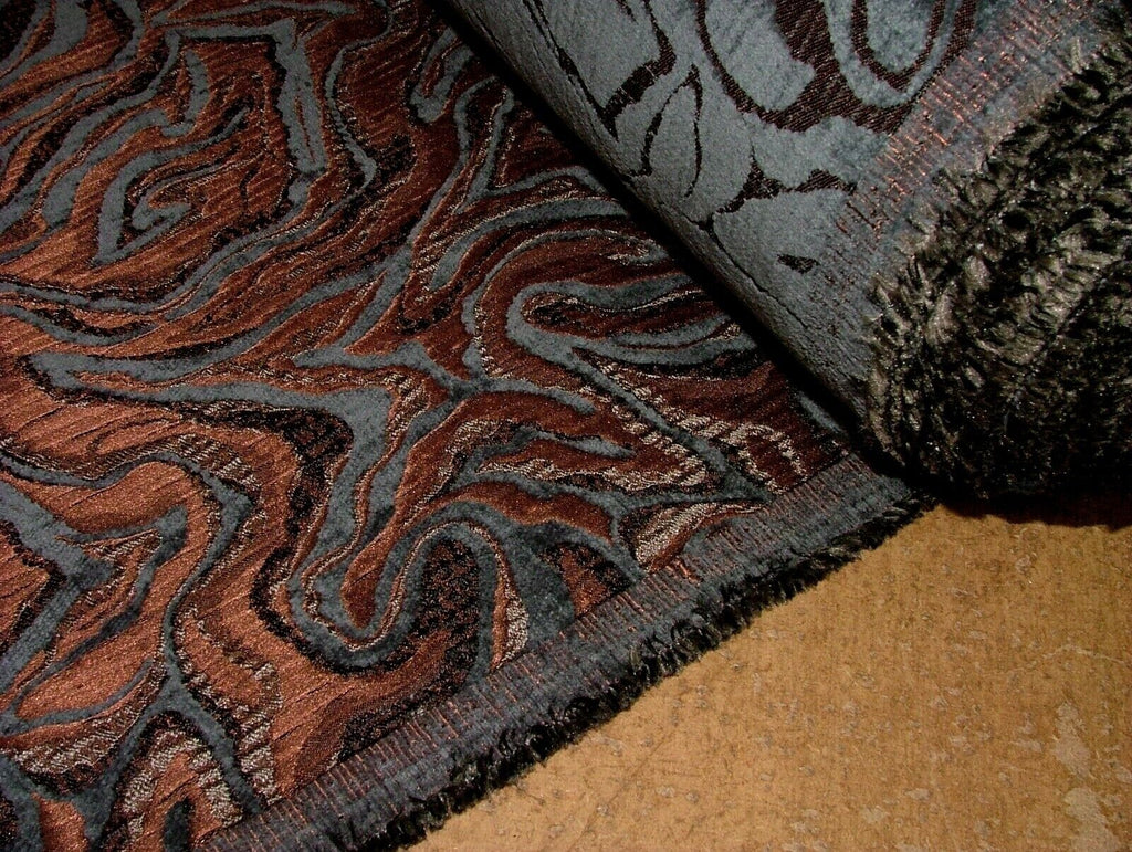 Oil Spill Copper Chenille Woven Jacquard Fabric Upholstery Cushion Curtain